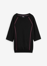 Neu T-Shirt mit ¾-Arm Oversize Gr. 40/42 Schwarz Damen Sportshirt Oberteil