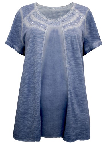 Blaues baumwolljersey top - blaues, mit