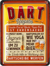 Retro Blechschild DART REGELN Irish Pub Deko Schild Dartregeln Schild 15x20cm