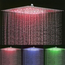 LED Duschkopf Edelstahl Regendusche 40x40cm Kopfbrause Quadrat Brausekopf Chrom