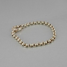 Armband Erbskette in 585/14k Gelbgold mit grossem Federring, Länge: 18,5 cm