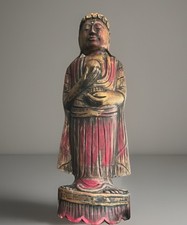 Holz / Buddha stehend / Skulptur / Thailand / 1970 / groß / 54cm / bemalt