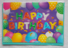 Karte 3D/Wackelbild 13 x 19 cm Geburtstag Happy Birthday Luftballons Umschlag