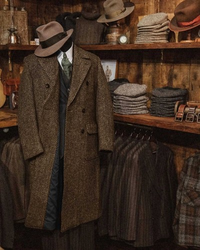 Fischgräte tweed mantel - fischgräte,