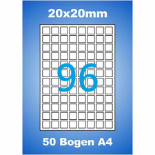 50 Blatt A4 Etiketten 20x20mm weiß matt 4800 quadratische Aufkleber Werbe Label