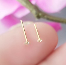 925 Silber Nasenpiercing 18Kt Vergoldet Nasenstecker Stecker Piercing Nose Stud 