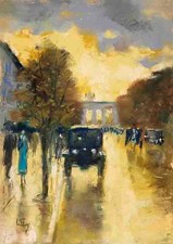 Lesser Ury - Unter den Linden, Berlin, 1921, 24,5 x 17,2 cm