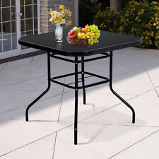 Schwarz Gartentisch Bistrotisch Balkontisch aus gehärtetem Glas Beistelltisch