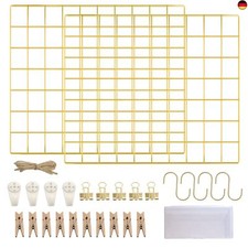 LOYONAL Deko Wandgitter Gold - Metall Fotogitter - Pinnwand Gitter Fotowand
