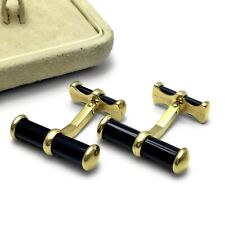 VAN CLEEF & ARPELS MANSCHETTENKNÖPFE 750er GELBGOLD ONYX ORIGINAL BOX
