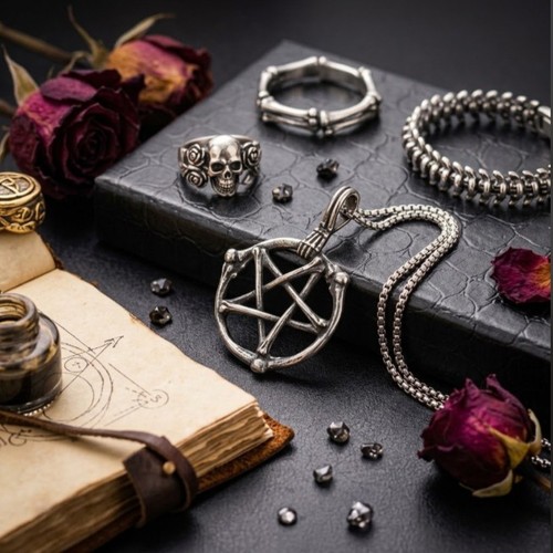 Pentagramm kette knochen - pentagramm,