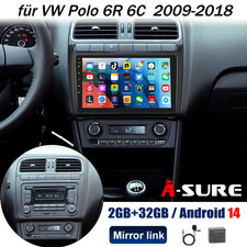 2+32G Android 14 Autoradio Carplay RDS WiFi GPS Navi für VW Polo 6R 6C 2009-2017