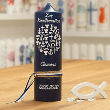 meinkerzenshop® Konfirmationskerze CLEMENS wachsverziert für Mädchen und Jungen