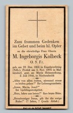 Sterbebild Nonne Kolbeck 1946 Niederalteich Mallersdorf Engelprechting