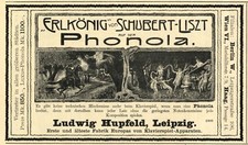 Selbstspielendes Klavier Phonola Reklame 1903 Hupfeld Klavier Erlkönig Schubert 
