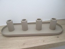 Kerzenhalter Metall Tablett 34cm beige oval Adventskranz Advent Deko Weihnachten