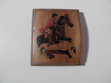 Seltenes altes Zigarettenetui aus Holz * mit Reiter-Motiv * ca. 1900/20 * Pferd