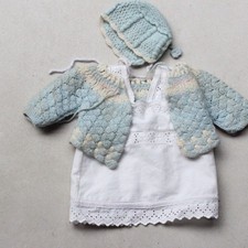 Altes Puppenkleid Puppen Ausstattung Jacke m Haube für Käthe Kruse Puppe  35cm