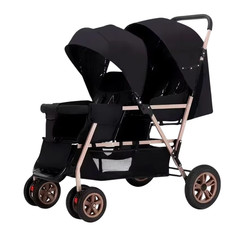 Doppelkinderwagen Zwillingswagen Leicht Faltbar Baby Buggy Doppel Schwarz