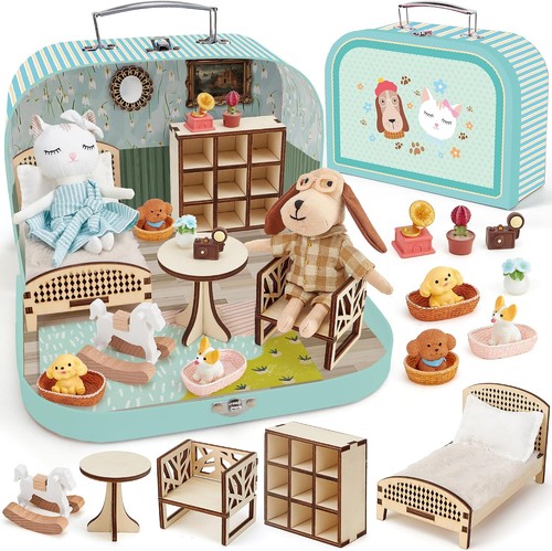 Puppenhaus tragbar mit möbel - puppenhaus,