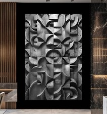 XL LEINWAND BILDER BIS 170x110x5 ABSTRAKTES WANDBILD HOLZ-3D-OPTIK SCHWARZ-WEISS