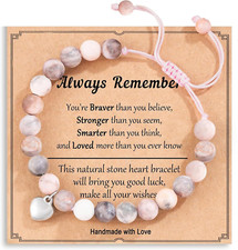 Rosa Naturstein-Armband, Schmuckkarte, Geburtstagsgeschenke für Mädchen, Geschen