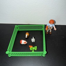 Playmobil Zum Bauernhof 3 Meerschweinchen im Gehege mit Möhren & Kind Junge