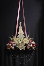 Weihnachten Fenster/Wand Hänger Festlich Geschmückt Rosa Gold Deko