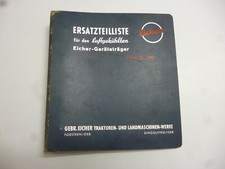 Eicher-Geräteträger TYPE G 200 Original Ersatzteilliste Ausgabe A 1/62 