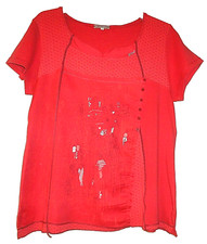 Damen Longshirt Tunika Kurzarm runder Ausschnitt BAGORAZ Gr. 5 (44) rot