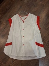 Damenkittel Arbeitskittel Kittel Berufskittel Weiß,rot abgesetzt,  Gr.52,NEU !!