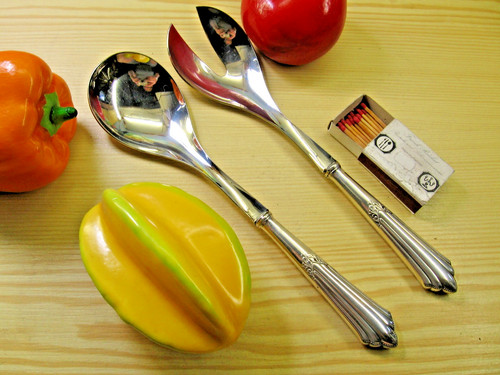 Salatbesteck groß cromargan - ,