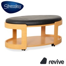 Stressless Arion Holz Leder Hocker Couchtisch Schwarz Rollen