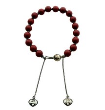 Gucci San Valentino Sterling Silber Holzperlen Armband Bordeauxrot / neuwertig