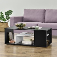 Couchtisch Osby 41x110x50 cm Schwarz/Weiß en.casa