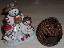 Partylite Schneemann P9892 und Kiefernzapfen Teelicht P90359