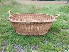 Weidenkorb Flechtkorb Rattan Korb für Holz m. 2 Griffen Wäschekorb