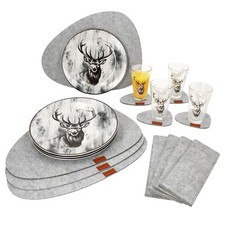 20tlg Tisch-Set Alois Hirsch Gläser Teller Platzset Untersetzer Bestecktasche 