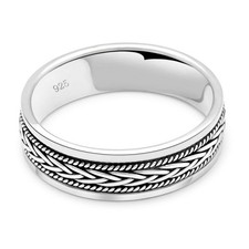 Silberring mit Gravur-Muster