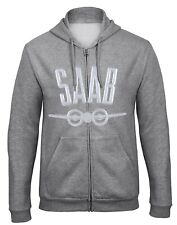 Saab Car Auto Kapuzenpullover Hooded Sweatjacke mit Reißverschluss-9293-Grau