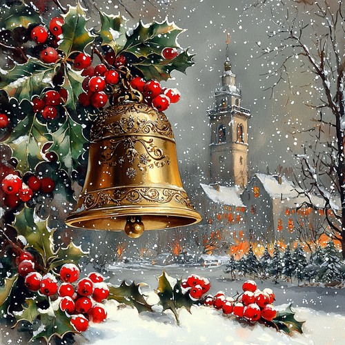 Wandbild glocke kirche winter - kirche,