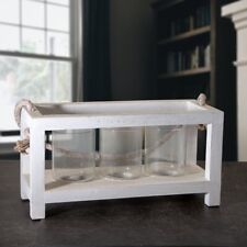 Laterne aus Holz, 3er, Windlicht, Weiß, Chabby Chic