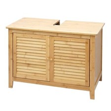 B-Ware Waschbeckenunterschrank MCW-B18, Badezimmer Badschrank, 60x80x40cm Bambus
