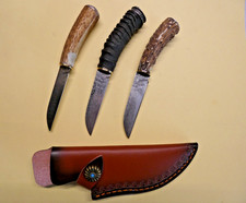  Trachtenmesser, ,Jagd u. Brotzeitmesser, japanische Damast Klinge, Led. Scheide