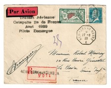 Frankreich: SELTENER Katapult-Flug Brief Ile de France mit Autogramm Domergue