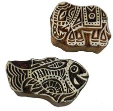 Indischer Textilstempel, Holz