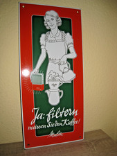 Emailschild Melitta, Ja:filtern müssen sie den Kaffee,auf 1000 limitiert,23x50cm