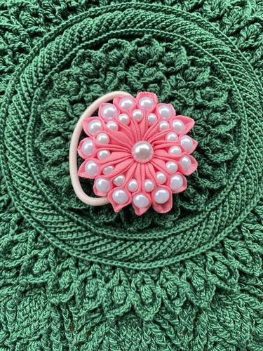Blume haargummi mit perlen - blume,