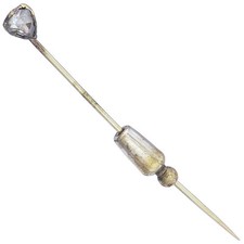 Brosche / Krawattennadel Herz Diamant Rosenschliff 585er Gelbgold