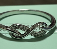 Silber  Damen  Ring Gr. 21 AAA Zirkon Unendlichkeit